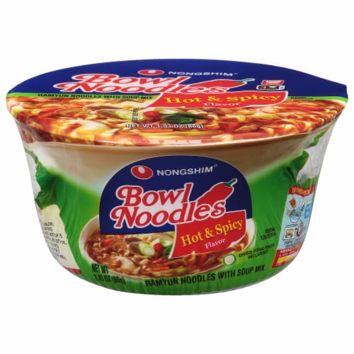 Nongshim Bowl Noodle Hot & Spicy Ramen Noodle Soup Bowl, 3.03oz